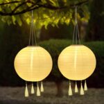 YIFMOO Solar Lampions 20 cm – Wetterfeste LED Aussenlaterne mit Warmweissl (2er Set)