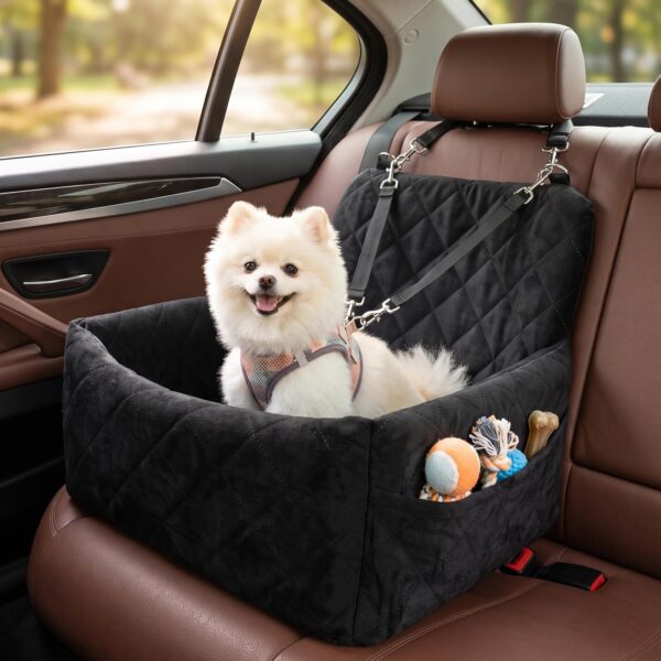 Bindokun Hundeautositz für kleine Hunde bis 9 kg – Memory-Schaum Booster mit Sicherheitsgurten