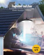 FabStyl Solar-Hängelampe 3000LM mit Bewegungsmelder & 3 Farbtemperaturen – Fernbedienung IP65 – Bild 3