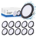 Gr4tec LED Einbaustrahler 10er Set 230V – IP65 Schwarz 5W 4000K für Badezimmer & Küche
