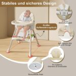 Lineluck 4in1 Hochstuhl – Mitwachsender Kinderhochstuhl mit Babyliege für 6 Monate bis 6 Jahre – Bild 5