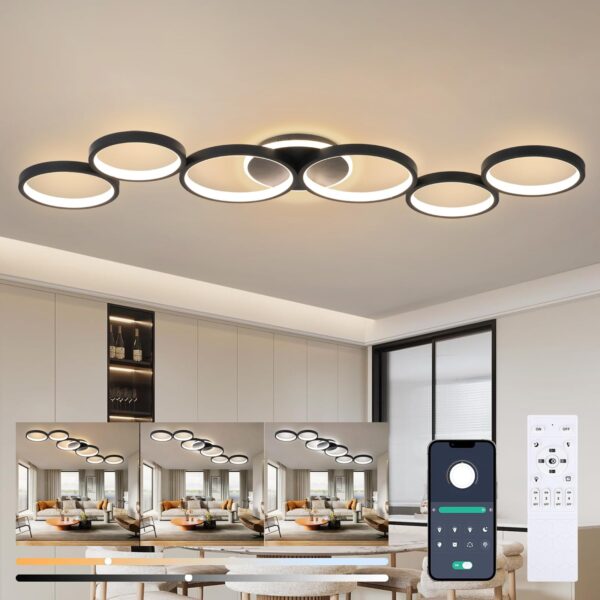 Liyabber LED Deckenleuchte 113cm Dimmbar – Smart-Steuerung für Wohnzimmer & Schlafzimmer