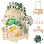 Wuciray Wickelkorb mit Holzrädern & Griff – Multifunktionaler Babygeschenk Korb aus Holz