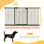 PawHut Türschutzgitter 74–147,5 cm mit 3 Verlängerungen – Hundesicherheitsgitter ohne Bohren – Bild 3