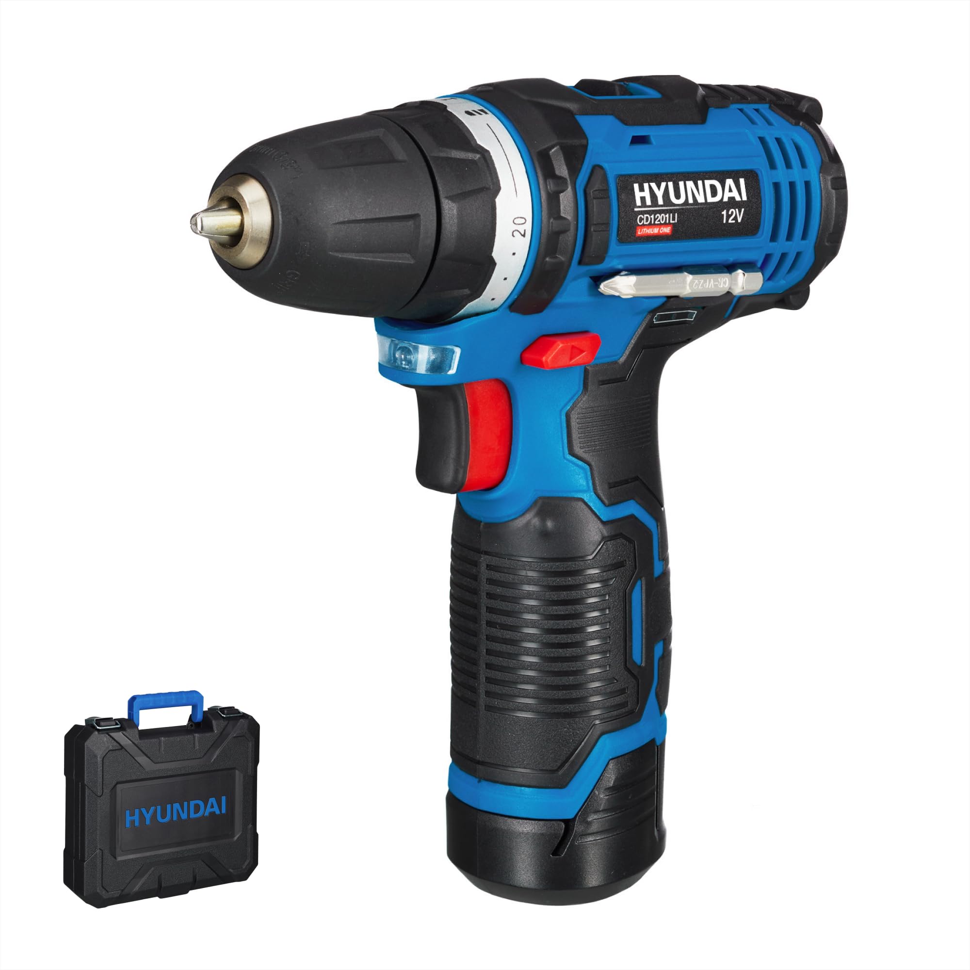 HYUNDAI 12V Akkubohrschrauber CD1201LI Set – Kompakt-Bohrmaschine mit Akku & Zubehör