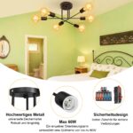 KANQIAO 6-flammige Deckenlampe Schwarz E27 – Vintage Deckenleuchte für Wohnzimmer & Esszimmer – Bild 4