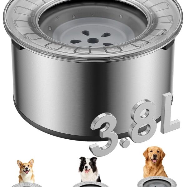Heouvo 3,8L Hundenapf mit Anti-Schaufel-Deckel & Gummiboden – Auslaufsicher für grosse Hunde