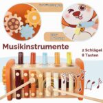 HYAKIDS Montessori Holzspielzeug 6 in 1 – Motorikspielzeug mit Hammerspiel & Xylophon – Bild 6