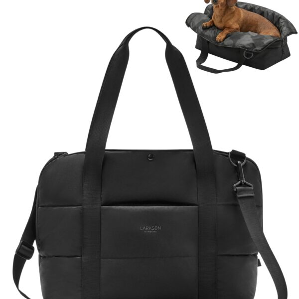 LARKSON Hundetragetasche Frida Schwarz – 2-in-1 Transporttasche für Hunde bis 10 kg