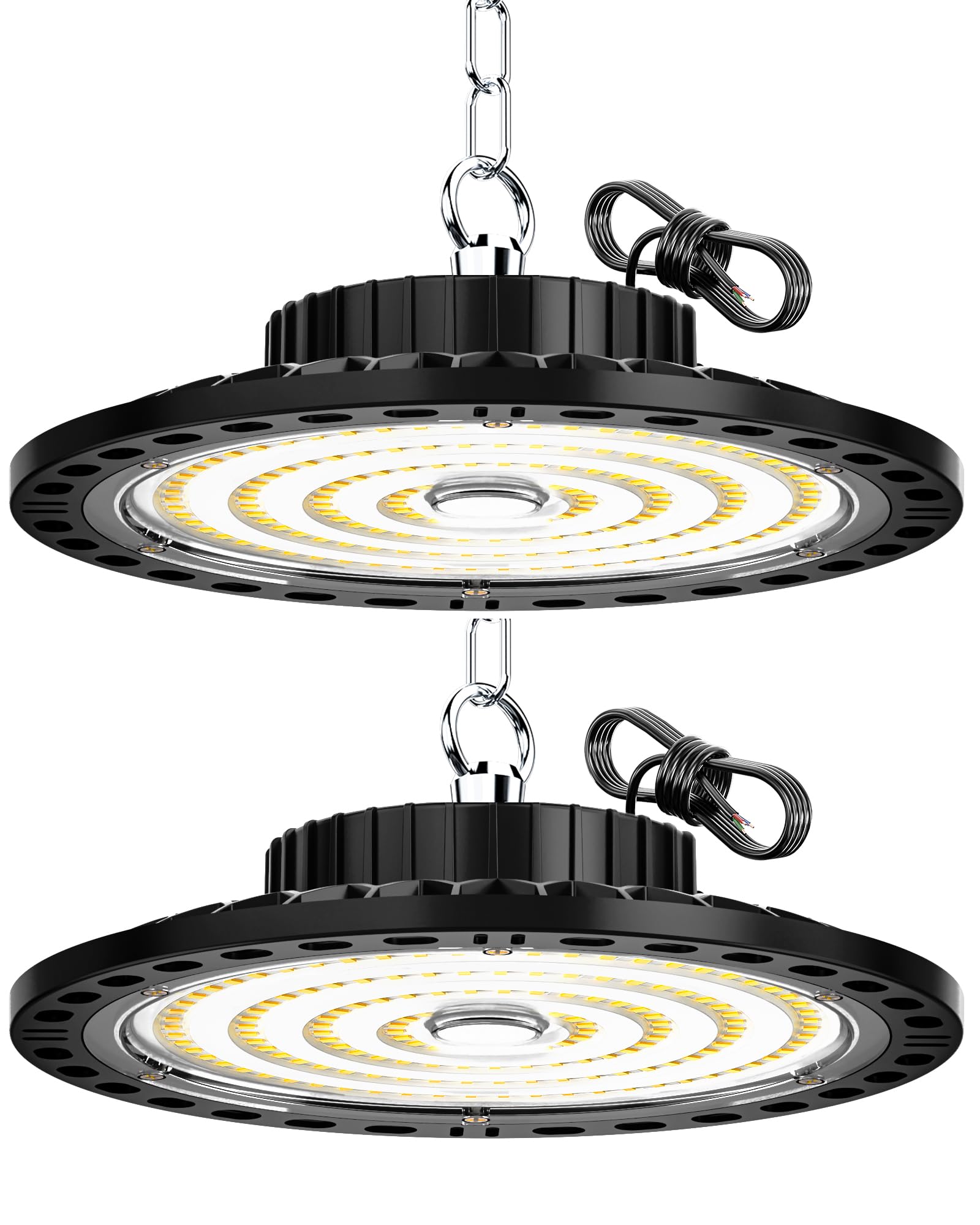 HAPYLUMI LED Hallenstrahler 100W, 2er Set – 10.000 Lumen UFO Werkstattlampe IP65