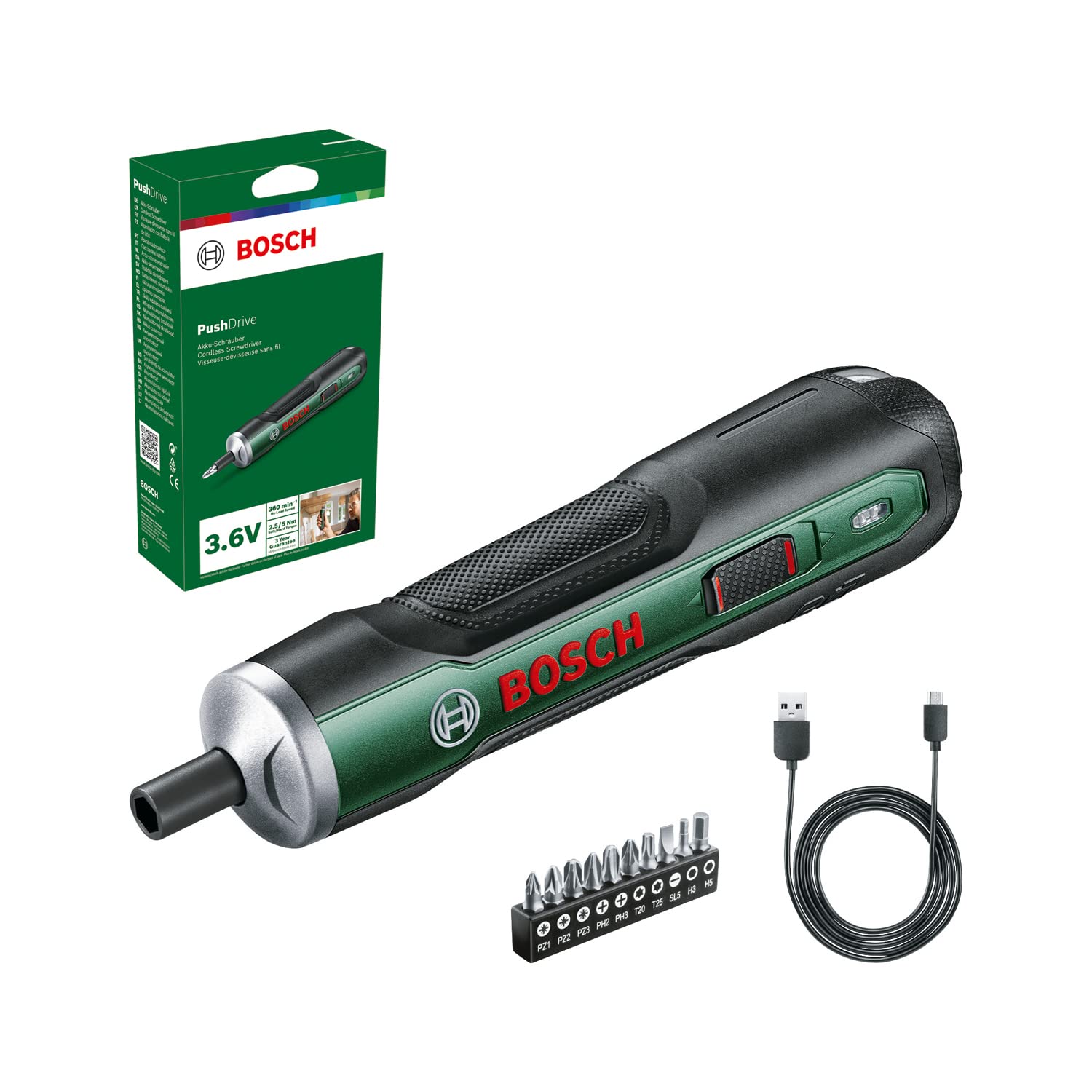 Bosch Akkuschrauber PushDrive 3,6V Starter Set – Kompakt & Präzise für Heimwerker