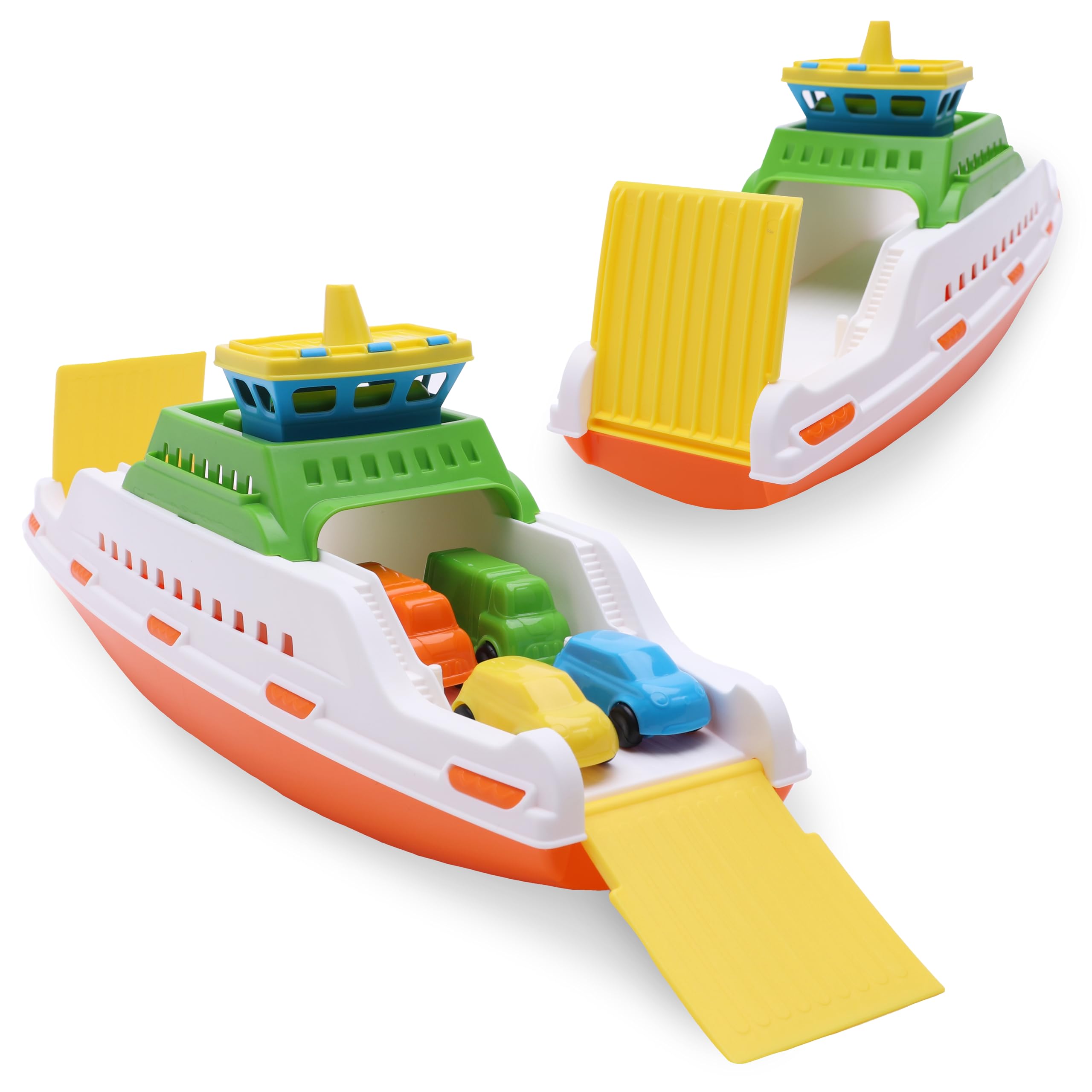 Toyland® 39cm Fähre mit 4 Mini-Autos – Schwimmendes Wasserspielzeug für Badewanne & Pool