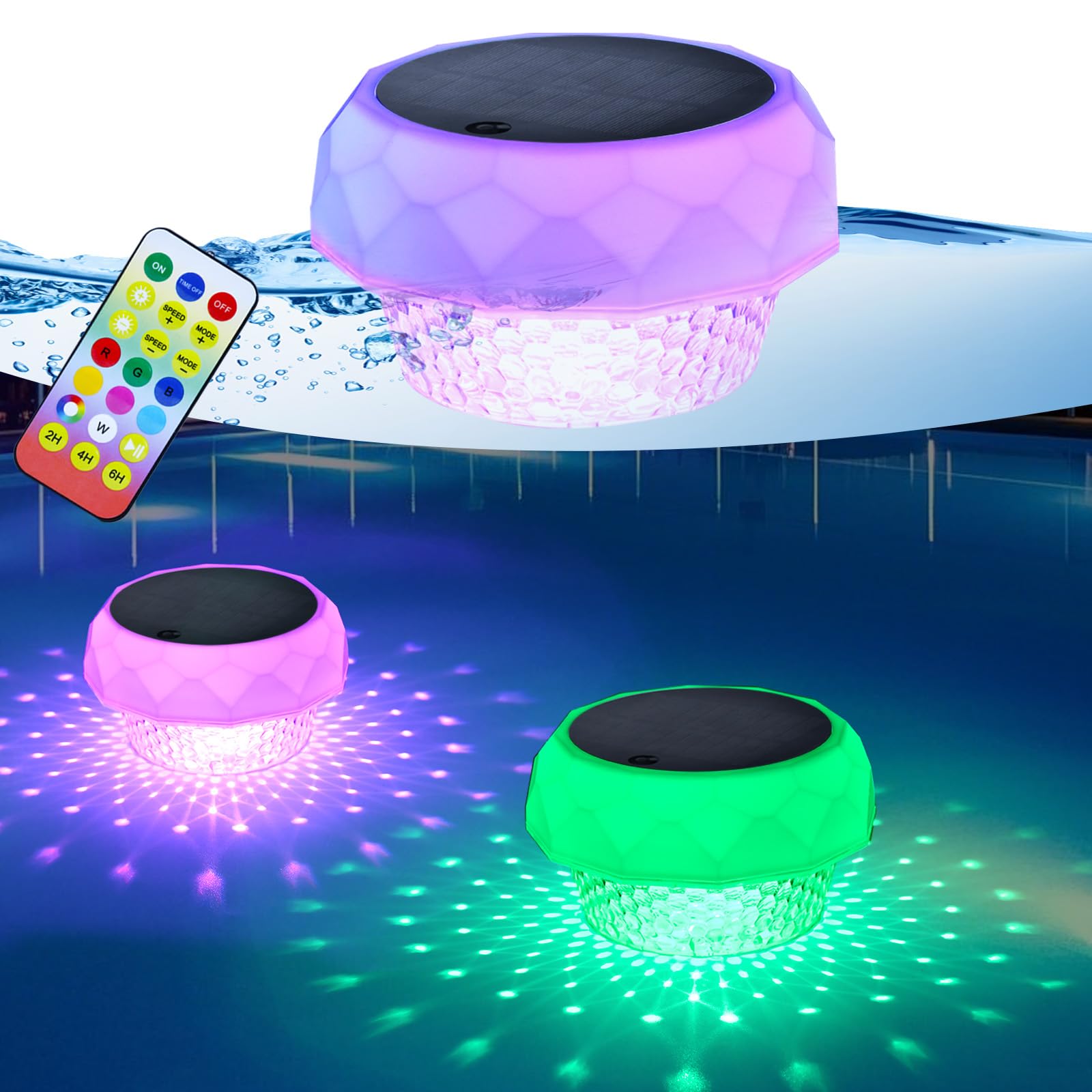 Solar-Poolbeleuchtung RGB+Kaltweiß – Schwimmende LED-Teichleuchte mit Fernbedienung & IP68