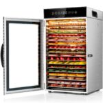 Kwasyo Gewerblicher Dörrautomat 18 Etagen 800W – Edelstahl Lebensmittel Dehydrator mit 360° Luftzirkulation