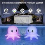 Qoolife Solar Pool Leuchte Oktopus – 16 WRGB Farben mit Fernbedienung & IP68 Wasserdicht, 2er Pack – Bild 5