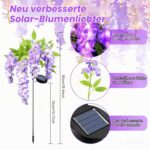 Ninonly Solarleuchten Garten 2er Set – Glyzinien mit lilassem LED-Licht für Außen – Bild 2