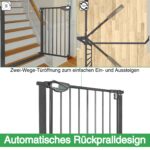 XMTECH Treppengitter 105-115 cm Schwarz – Druckmontage ohne Bohren mit Auto-Close für Kinder & Haustiere – Bild 5