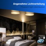 REV LED Deckenleuchte 30cm – Vintage Leinenstoff in Taupe für warmes Raumlicht – Bild 10