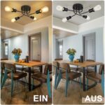 CBJKTX 4-flammige Deckenleuchte Vintage Schwarz E27 – Industrial Design für Küche & Wohnzimmer – Bild 8