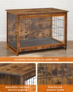 Feandrea Hundekäfig Möbel mit 2 Türen – Hundebox & Beistelltisch für Hunde bis 32 kg – Bild 3