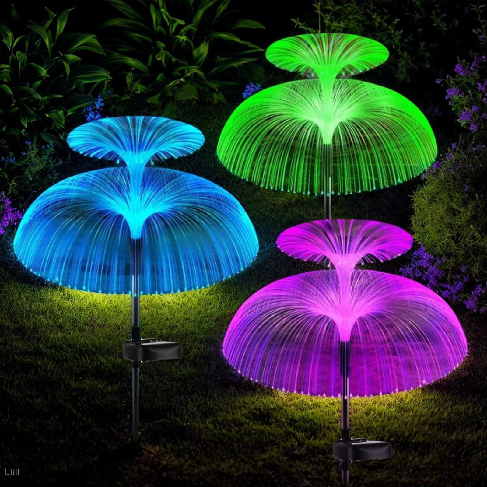 Hqynss Solar-Quallenleuchten 3er Set – Farbwechsel LED Gartenleuchten IP65 wasserdicht