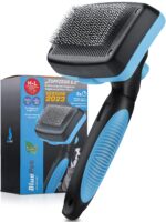 BluePet Zupfbürste für Hunde & Katzen – Selbstreinigende Langhaar-Bürste mit Knopfdruck