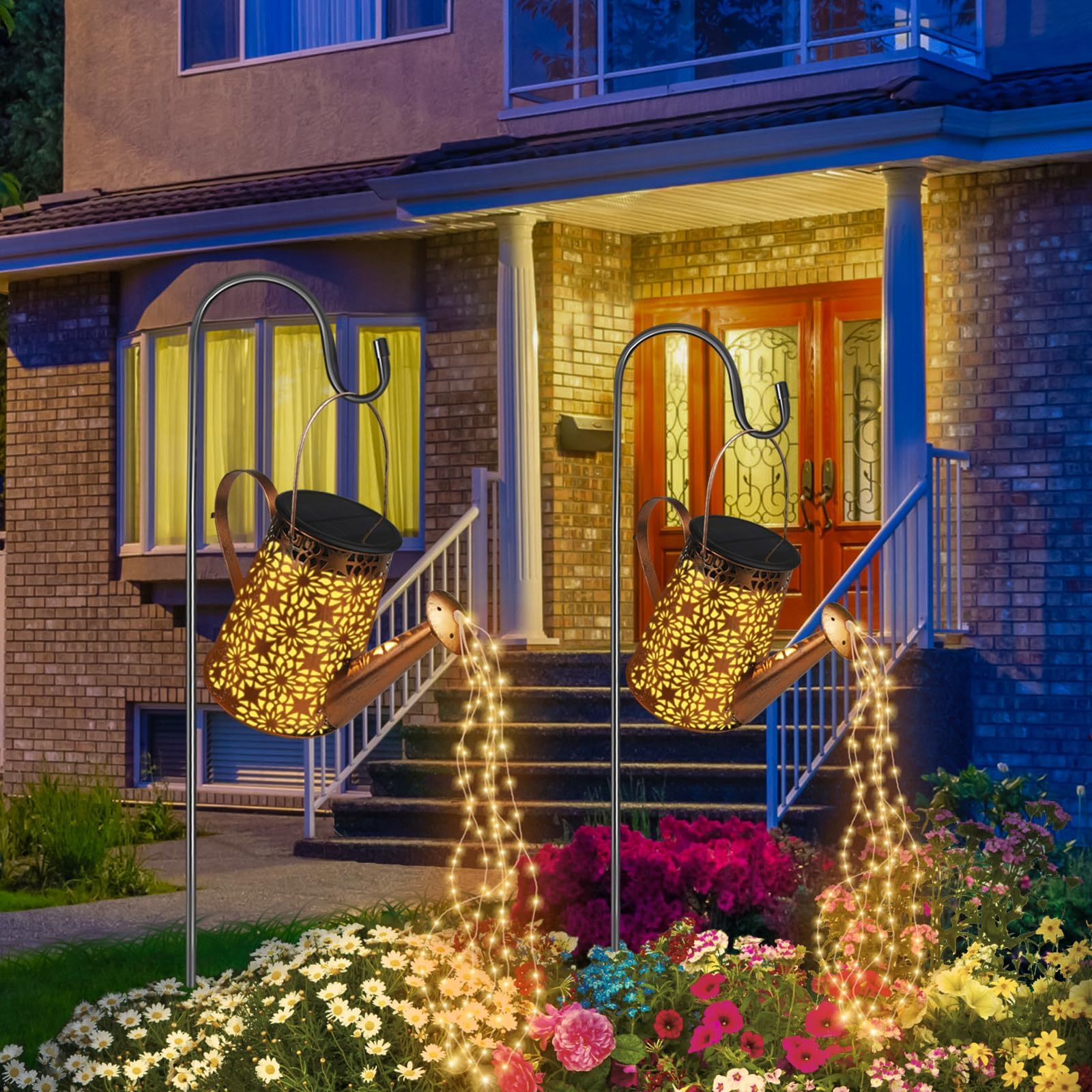 2er Set Solar-Giesskanne mit LED-Lichterkette – IP65 Gartendeko für Aussen