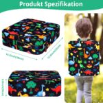 TOTIDYH Sitzerhoehung Stuhl Kind 10cm – Dinosaurier Schwarz mit Sicherheitsgurt – Bild 2