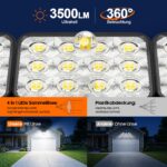 GEARLITE 4er Set Solarlampen mit Bewegungsmelder – 3500 LM LED Wandfluter IP65 für Garten & Garage – Bild 5