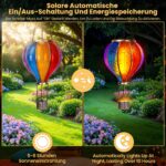 JONRRYIN 2er Solar Heissluftballon-Laterne 46,5 cm – Flammeneffekt Gartenleuchte für Aussen – Bild 4