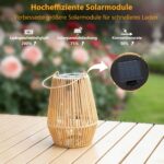 2er Set Rattan Solar Laternen für Aussen – Handgewebt mit IP65 Wasserdicht für Garten & Balkon – Bild 4