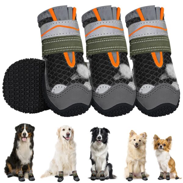 SlowTon Hundeschuhe 4er Set – Atmungsaktiver Pfotenschutz mit rutschfester Sohle für alle Hunde