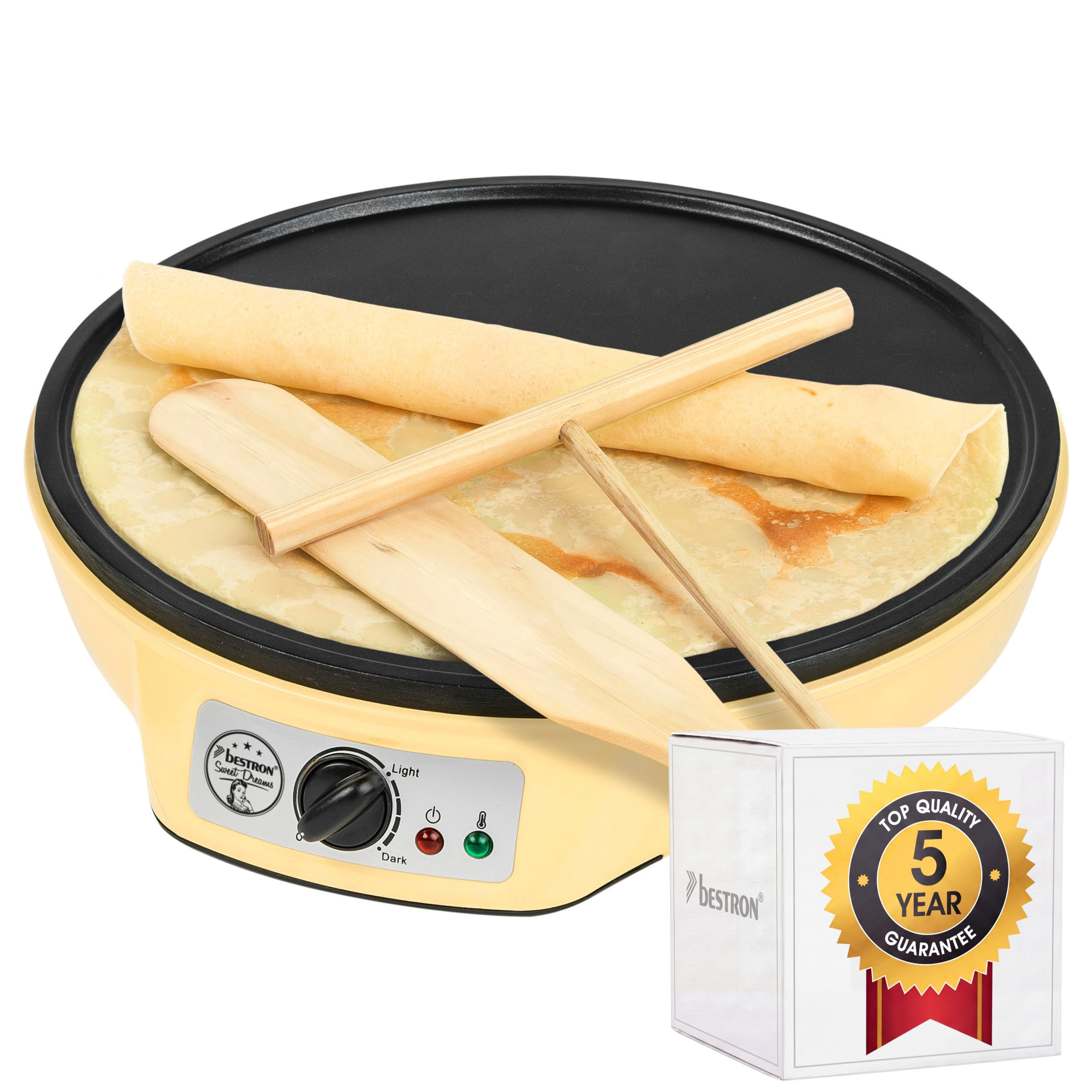 Bestron Crêpes Maker Ø 30 cm mit Antihaftbeschichtung – Retro Design für Zuhause