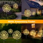 HELESIN Solar Gartenleuchte 4er Set mit 120 LEDs – Warmweiss Feuerwerk Deko für Aussen – Bild 8