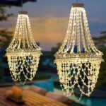 USJOK Solar-Kronleuchter mit Kristallsträngen – Elegante LED-Hängeleuchte für Garten & Terrasse – Bild 5
