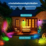kolpop 4er Set RGB Solar Strahler – 7 Farbmodi, 800 LM, IP65 wasserdicht für Garten – Bild 5