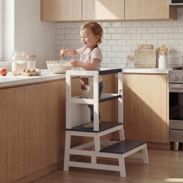 Spielwerk Lernturm 93cm mit Tafel – Montessori Lernstuhl 2 in 1 für Kinder ab 2 Jahren