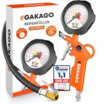 Gakago Reifenfüller mit 0-12 bar Manometer – Präziser Druckmesser für Auto, Fahrrad & LKW