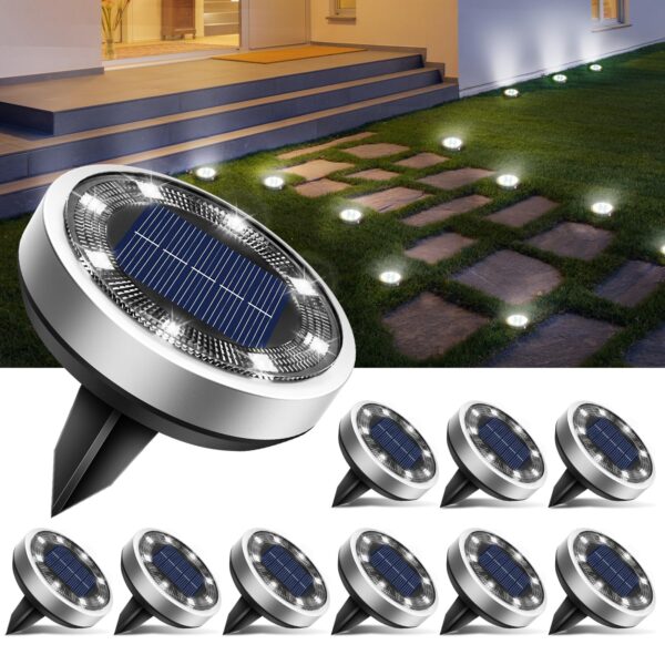 btfarm 10er Set Solar Bodenleuchten – IP65 Gartenbeleuchtung mit 8 LED für Außen