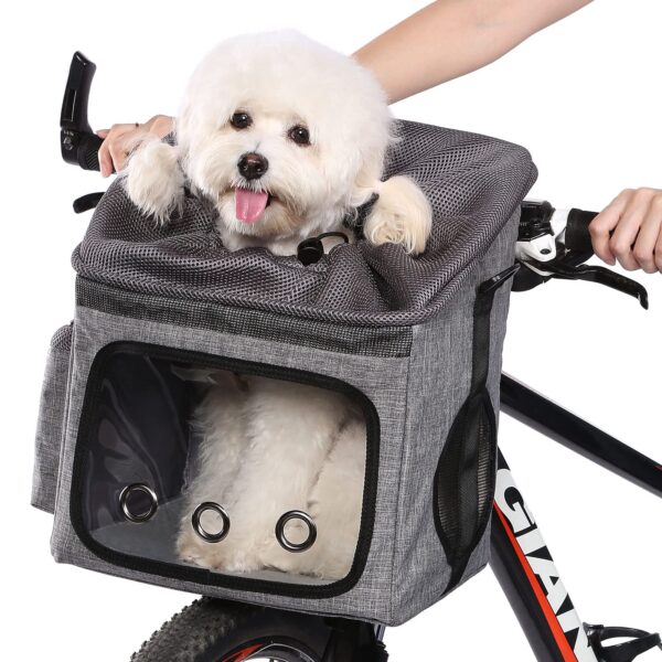 Ownpets Hundefahrradkorb mit Sicherheitsseil – Tragbarer Fahrradkorb für Hunde bis 7,5 kg