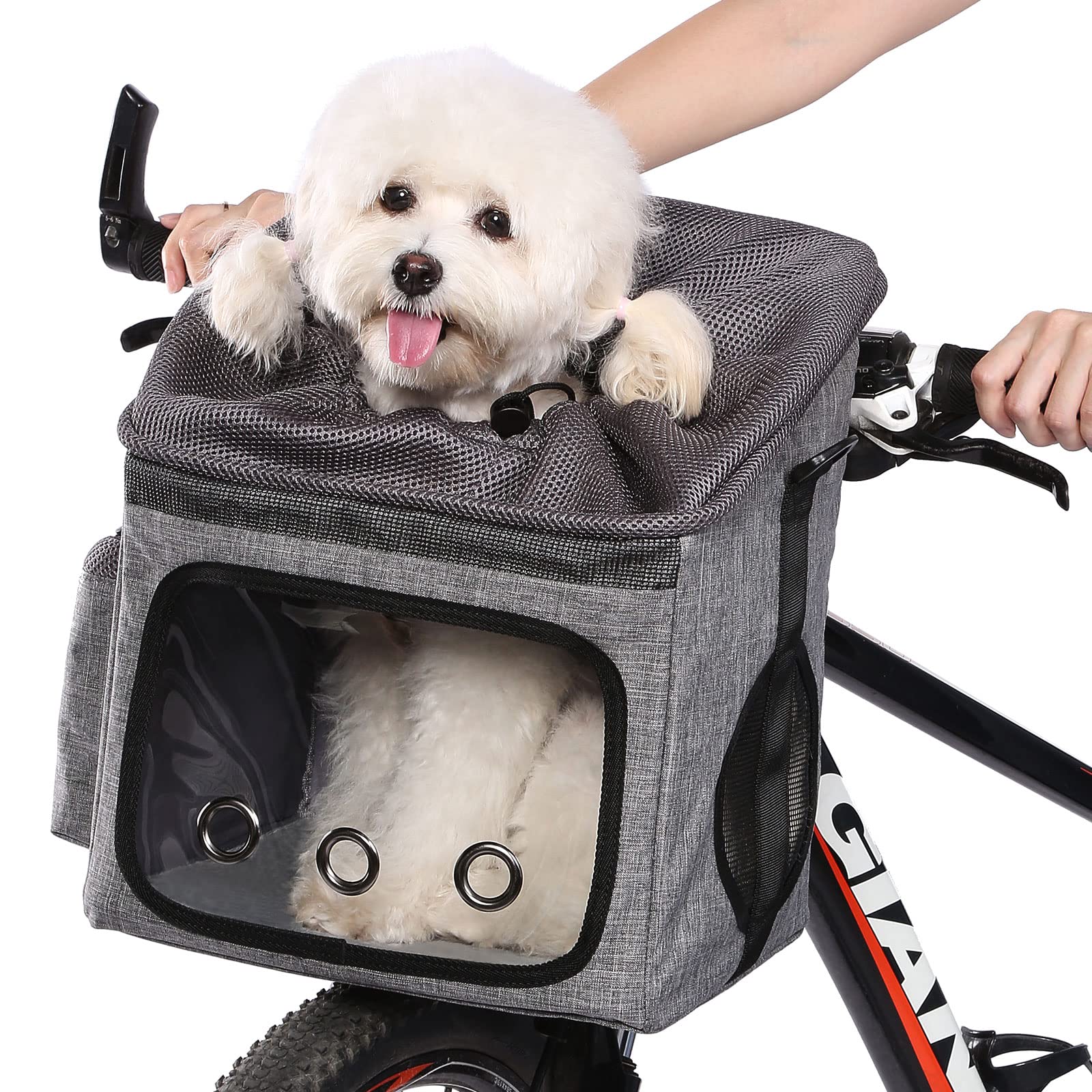 Ownpets Hundefahrradkorb mit Sicherheitsseil – Tragbarer Fahrradkorb für Hunde bis 7,5 kg