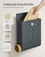SONGMICS Briefkasten mit Schloss & Zeitungsfach – Sicherer Postkasten in Anthrazit – Bild 5