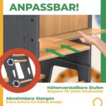 KIDIZ Lernturm 3-stufig höhenverstellbar mit Lernuhr – Montessori Tritthocker aus Kiefernholz – Bild 6