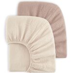 Bearmoss 2er Set Musselin Spannbettlaken 70x140 cm – 100% Baumwolle für Babybetten