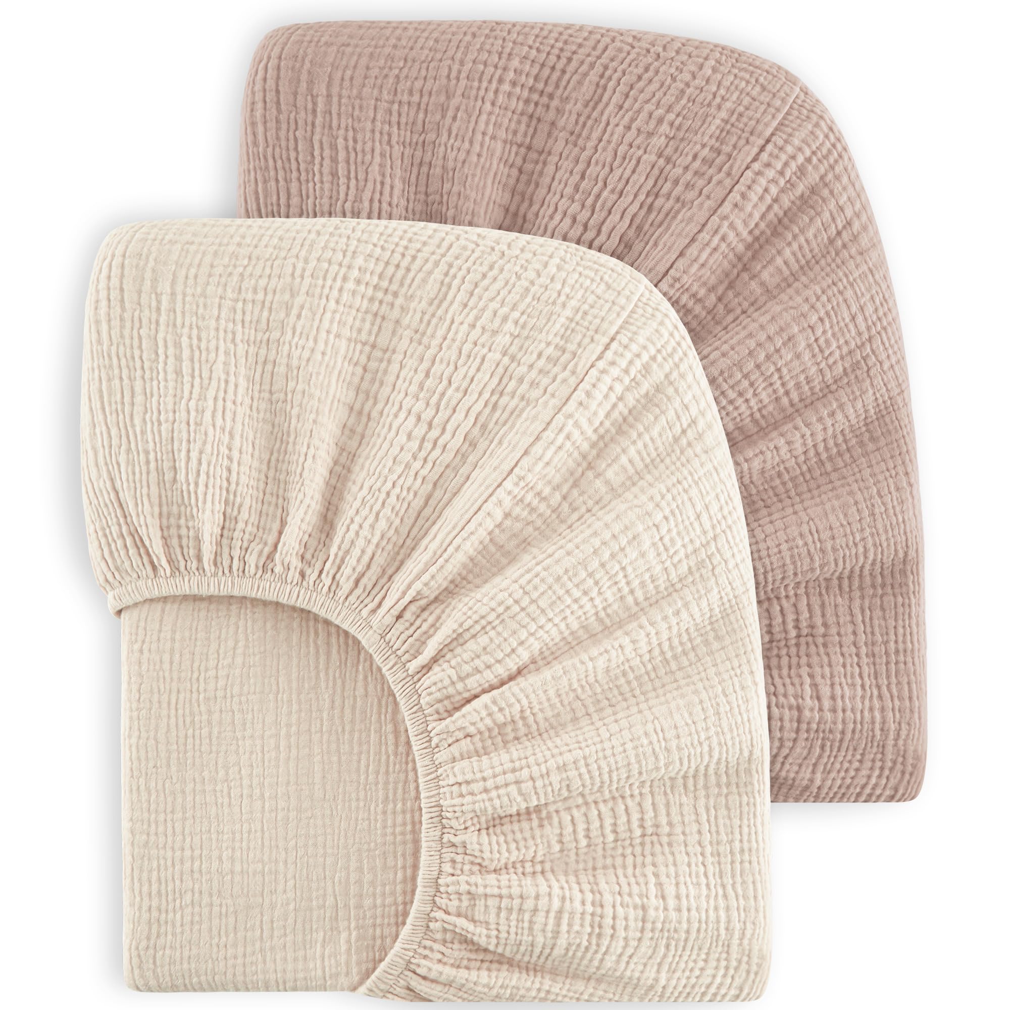 Bearmoss 2er Set Musselin Spannbettlaken 70x140 cm – 100% Baumwolle für Babybetten