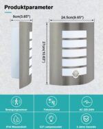 HiBay Außenlampe mit Bewegungsmelder E27 – IP44 Wandleuchte Edelstahl für Eingang & Balkon – Bild 6