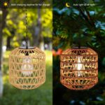 pearlstar Solar-Hängeleuchte Boho Rattan – Wetterfeste Gartenlampe mit Metallkette – Bild 4