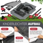 Deuline Hundeliege L mit abnehmbarem Dach – Erhöhtes Outdoor-Hundebett für Garten & Reisen – Bild 7