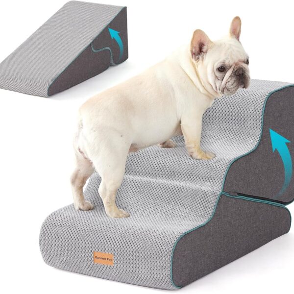 Gardner Pet 2-in-1 Hundetreppe 35/42cm, 3 Stufen – Gelenkschonendes Aufstiegssystem für kleine Hunde