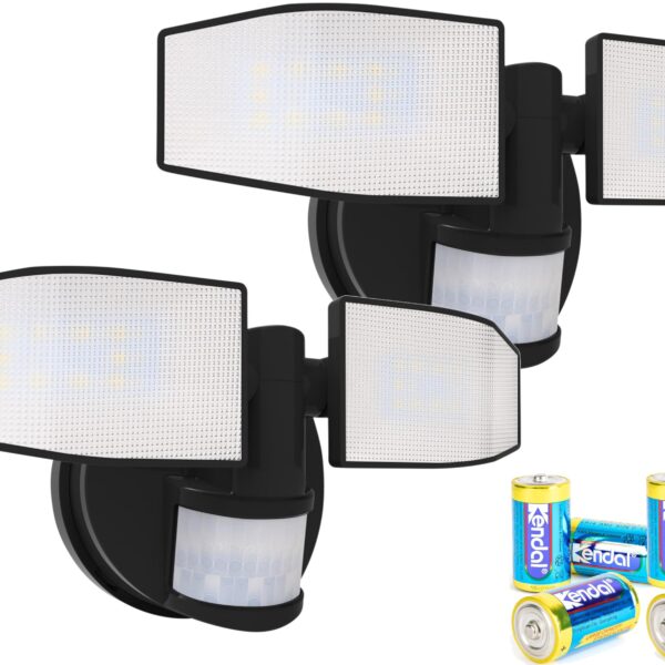 Northpoint LED Batteriestrahler mit Bewegungsmelder – 400 Lumen Fluter 2er-Set Schwarz